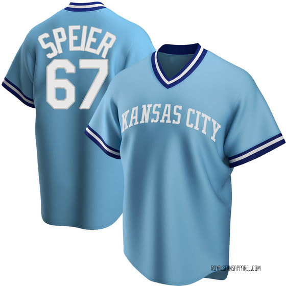 Men's Kansas City Royals Gabe Speier Light Blue Road Cooperstown Collection Jersey - Replica
